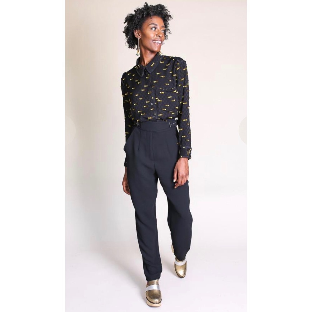 Rachel Comey Rider Shirt in Lashes Crepe Button Down Sz 10 EUC Designer Luxury